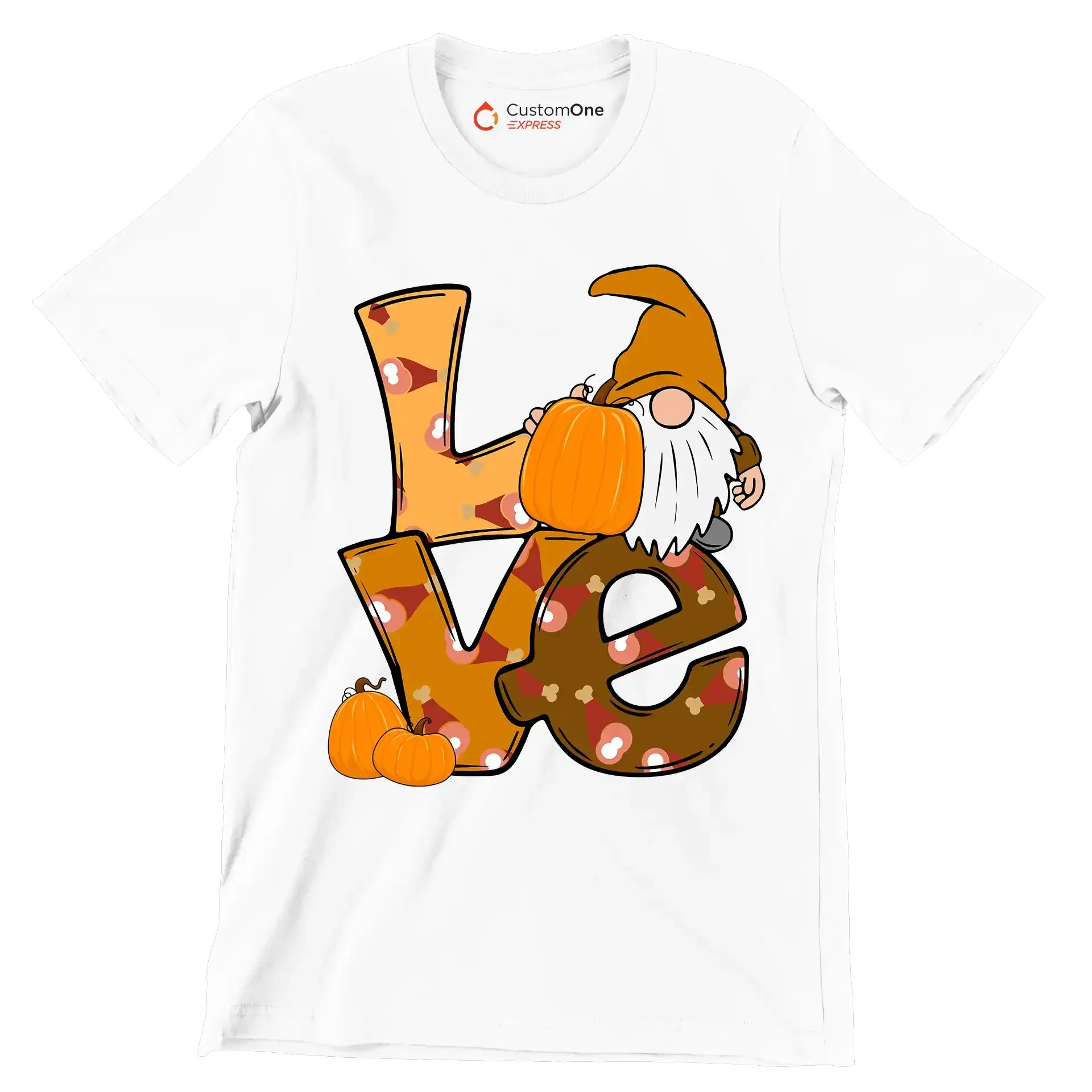 Love - Thanksgiving Themed T-Shirt-White-S-Custom One Express
