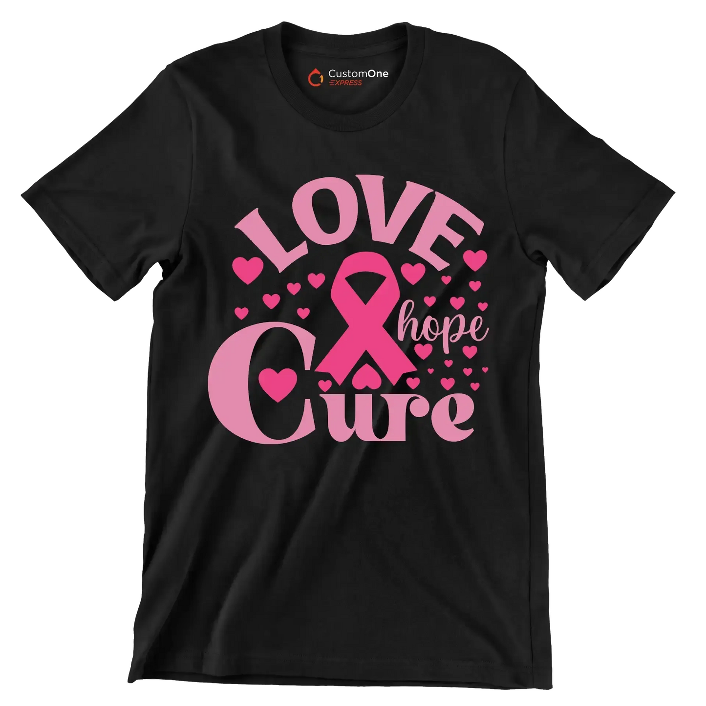Love hope cure - Breast Cancer Awareness T-Shirt-Black-S-Custom One Express