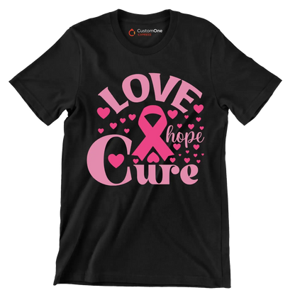 Love hope cure - Breast Cancer Awareness T-Shirt-Black-S-Custom One Express
