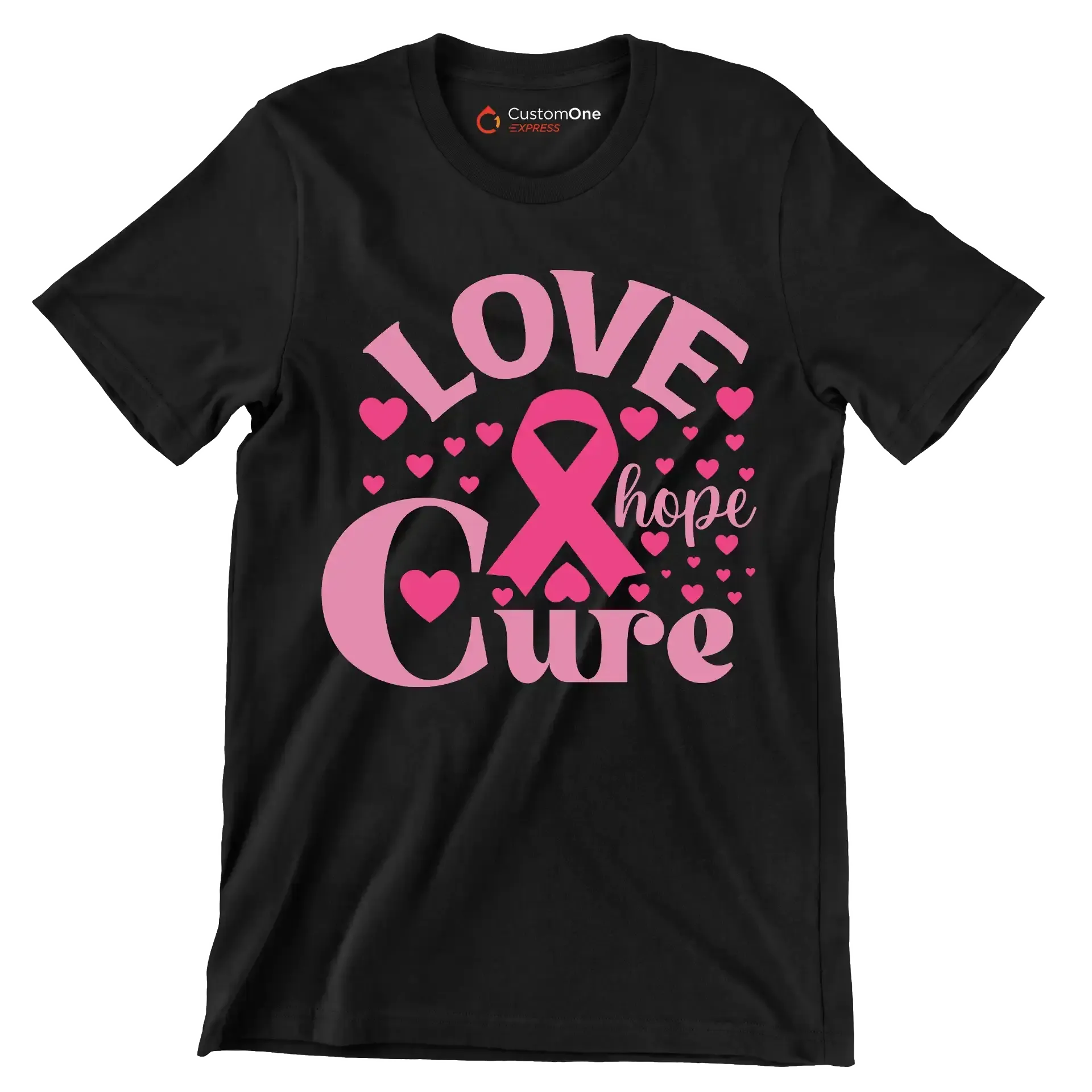 Love hope cure - Breast Cancer Awareness T-Shirt-Black-S-Custom One Express