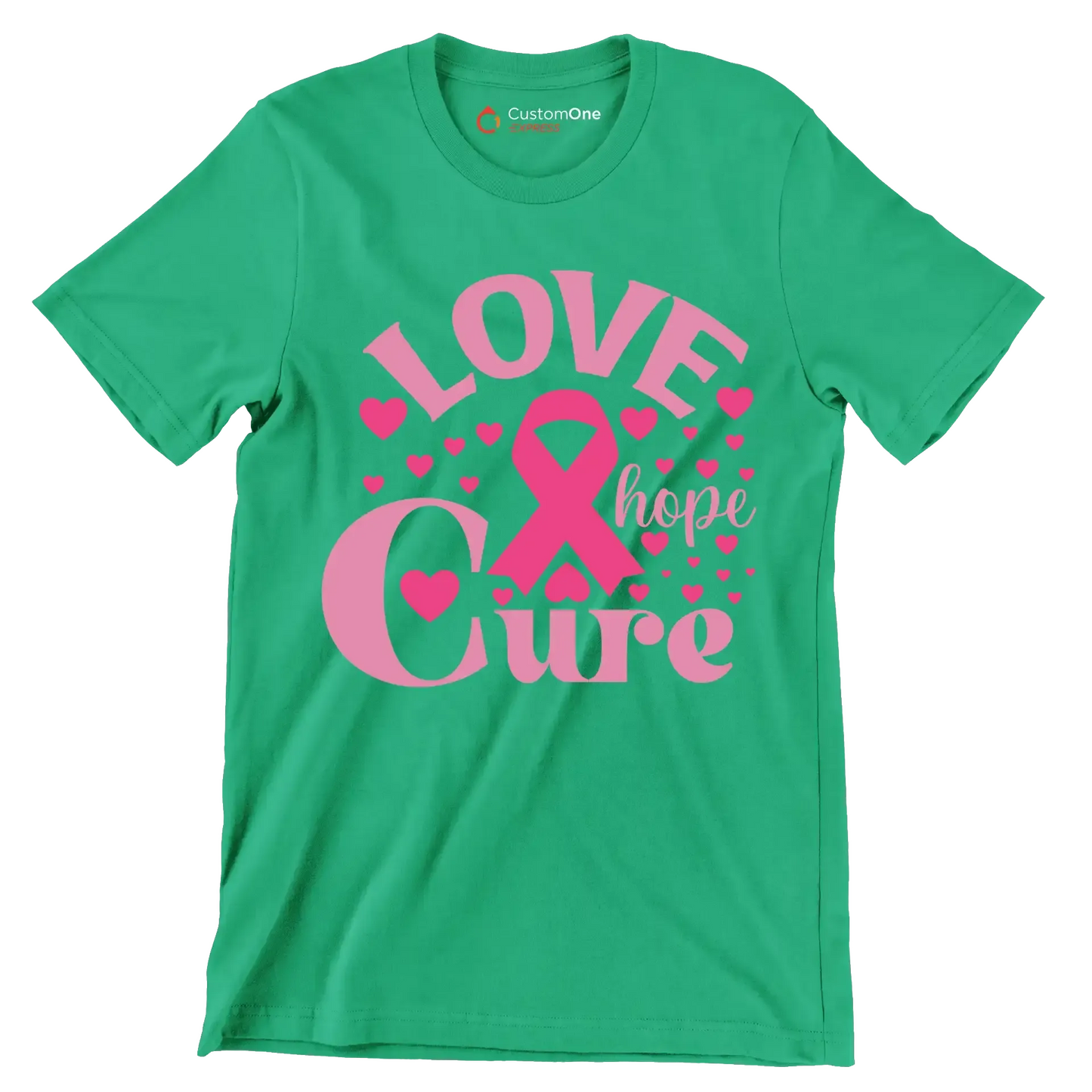 Love hope cure - Breast Cancer Awareness T-Shirt-Green-S-Custom One Express
