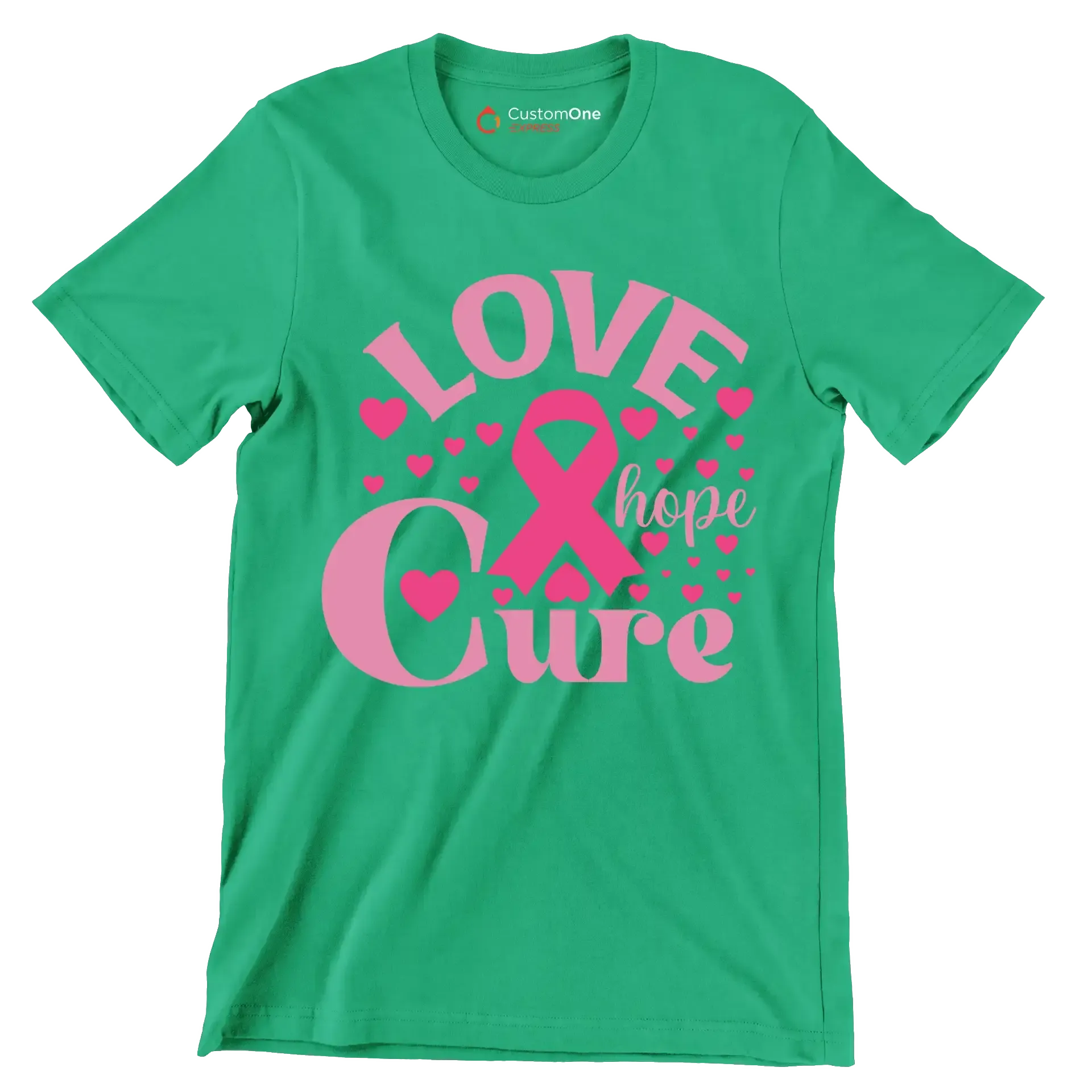 Love hope cure - Breast Cancer Awareness T-Shirt-Green-S-Custom One Express