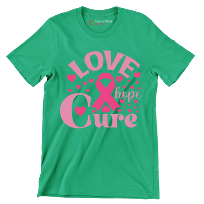 Love hope cure - Breast Cancer Awareness T-Shirt-Green-S-Custom One Express