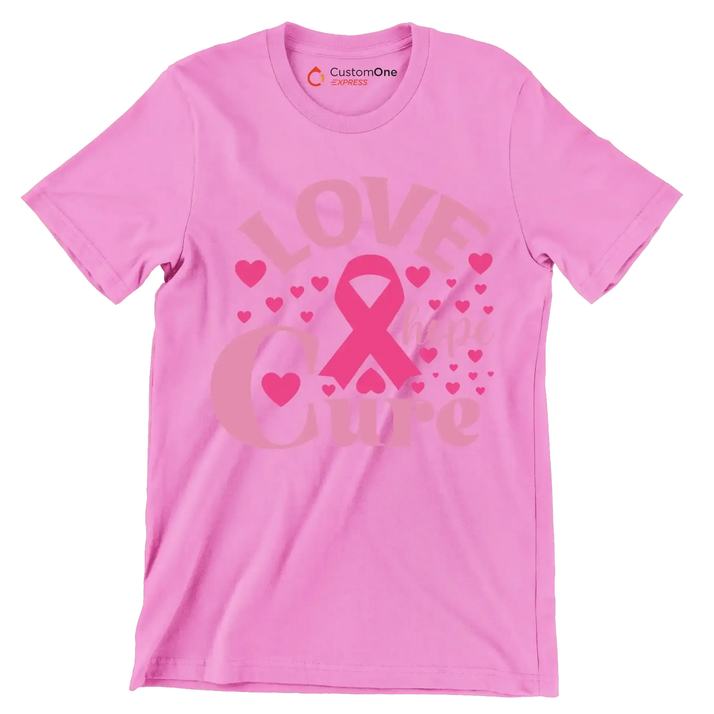 Love hope cure - Breast Cancer Awareness T-Shirt-Pink-S-Custom One Express