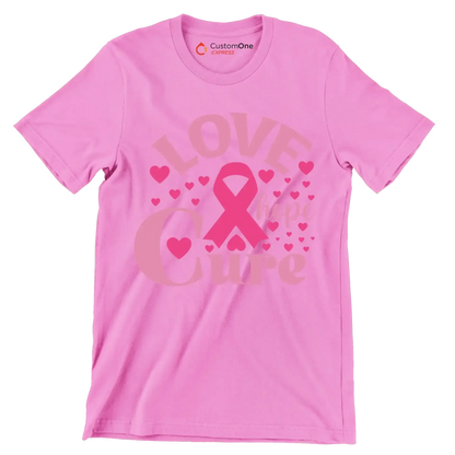 Love hope cure - Breast Cancer Awareness T-Shirt-Pink-S-Custom One Express