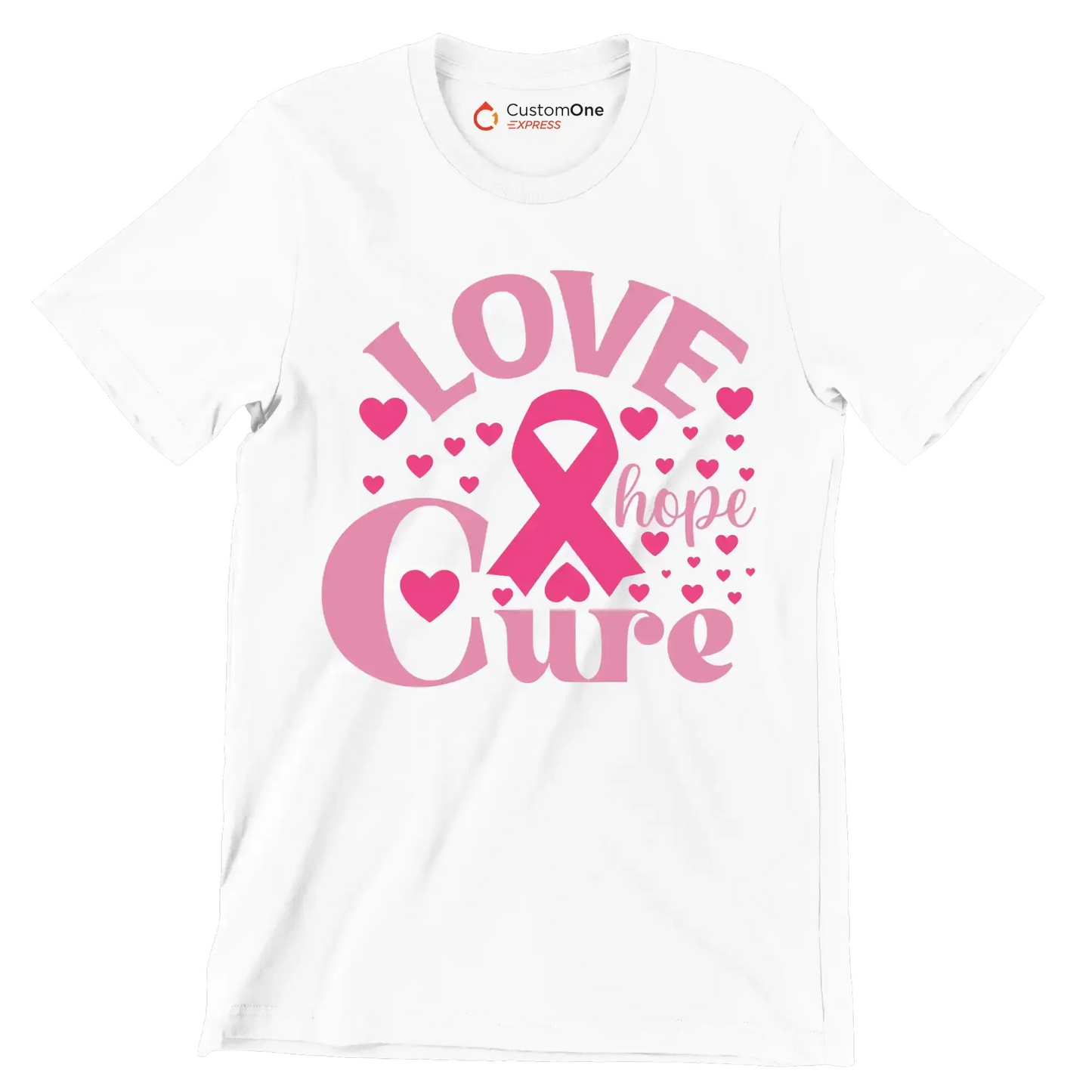 Love hope cure - Breast Cancer Awareness T-Shirt-White-S-Custom One Express