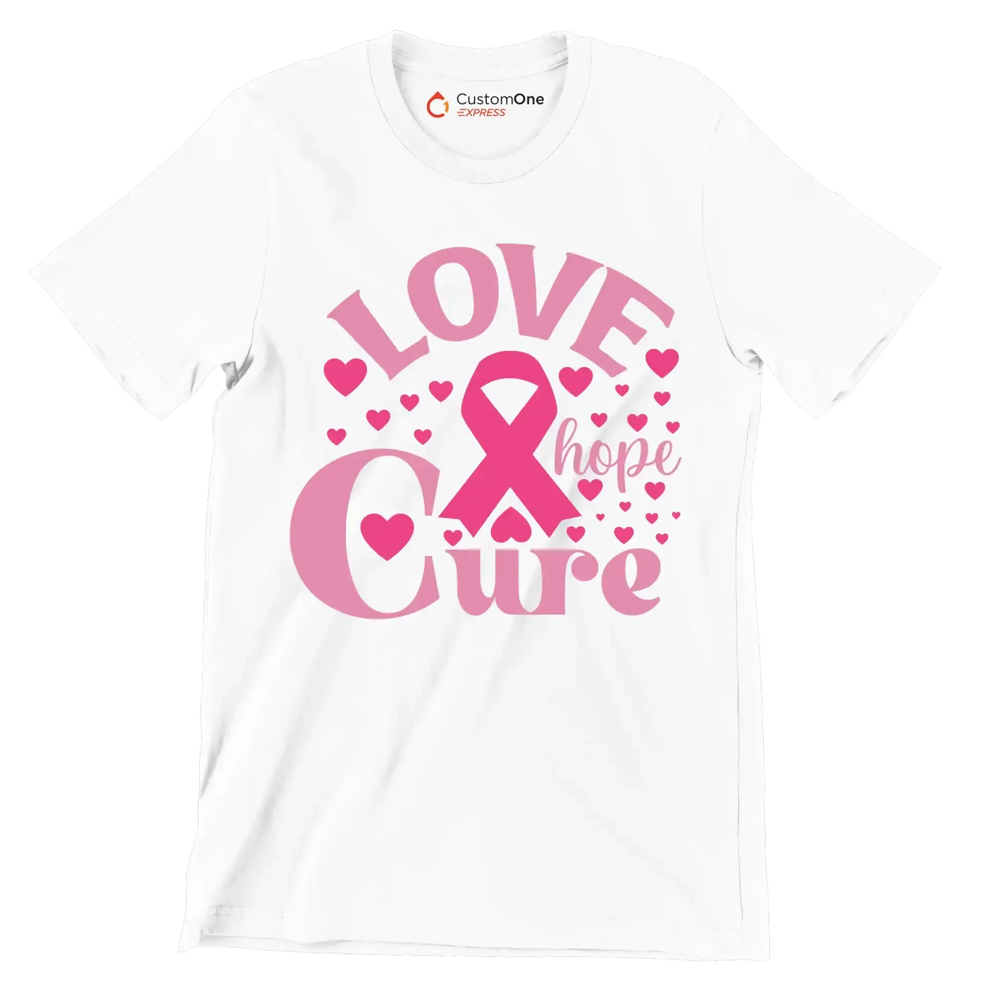 Love hope cure - Breast Cancer Awareness T-Shirt-White-S-Custom One Express