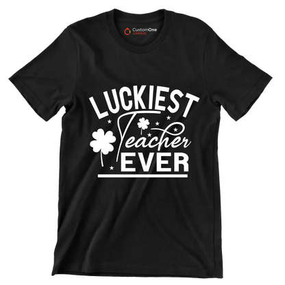 Luckiest Teacher Ever - St. Patrick's Day T-Shirt-Black-S-Custom One Express