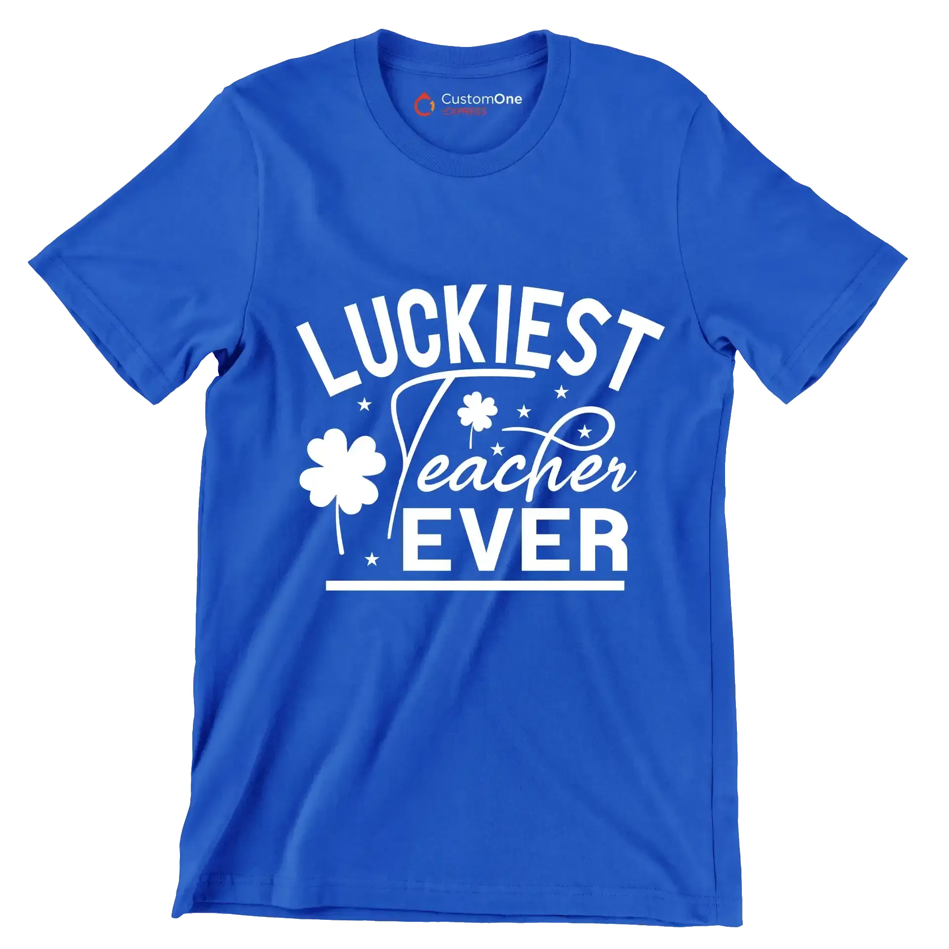 Luckiest Teacher Ever - St. Patrick's Day T-Shirt-Blue-S-Custom One Express
