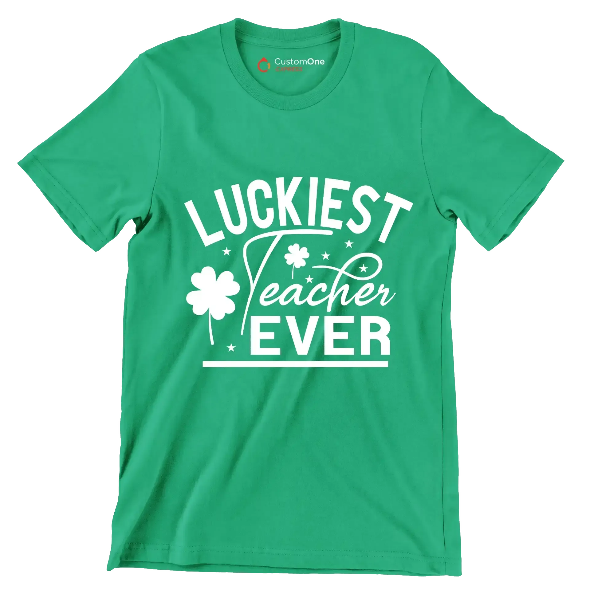 Luckiest Teacher Ever - St. Patrick's Day T-Shirt-Green-S-Custom One Express