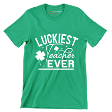 Luckiest Teacher Ever - St. Patrick's Day T-Shirt-Green-S-Custom One Express