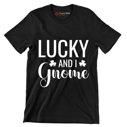 Lucky And I Gnome - St. Patrick's Day T-Shirt-Black-S-Custom One Express