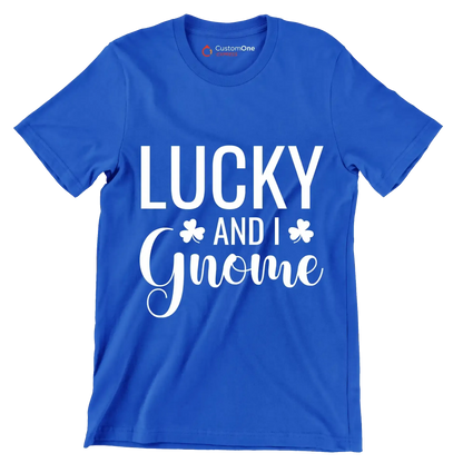Lucky And I Gnome - St. Patrick's Day T-Shirt-Blue-S-Custom One Express