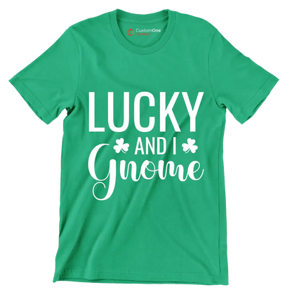 Lucky And I Gnome - St. Patrick's Day T-Shirt-Green-S-Custom One Express