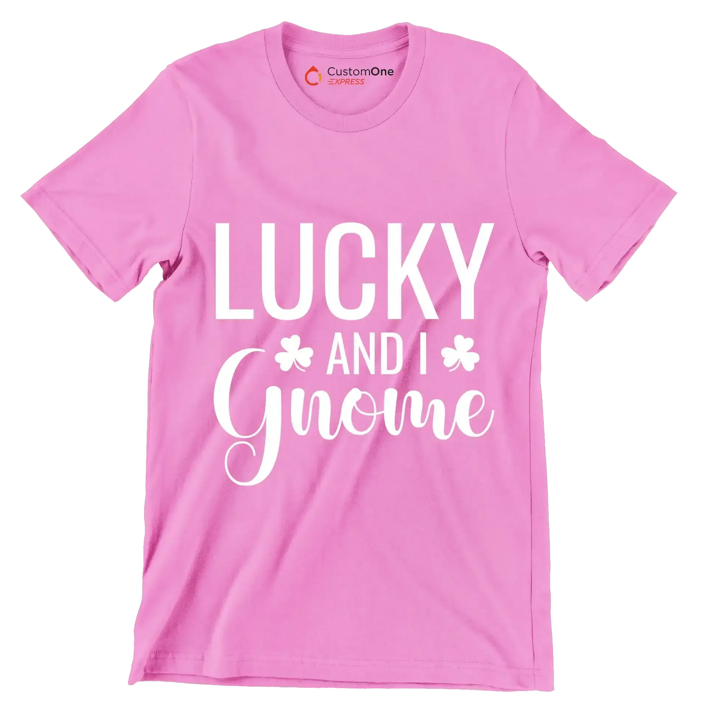 Lucky And I Gnome - St. Patrick's Day T-Shirt-Pink-S-Custom One Express