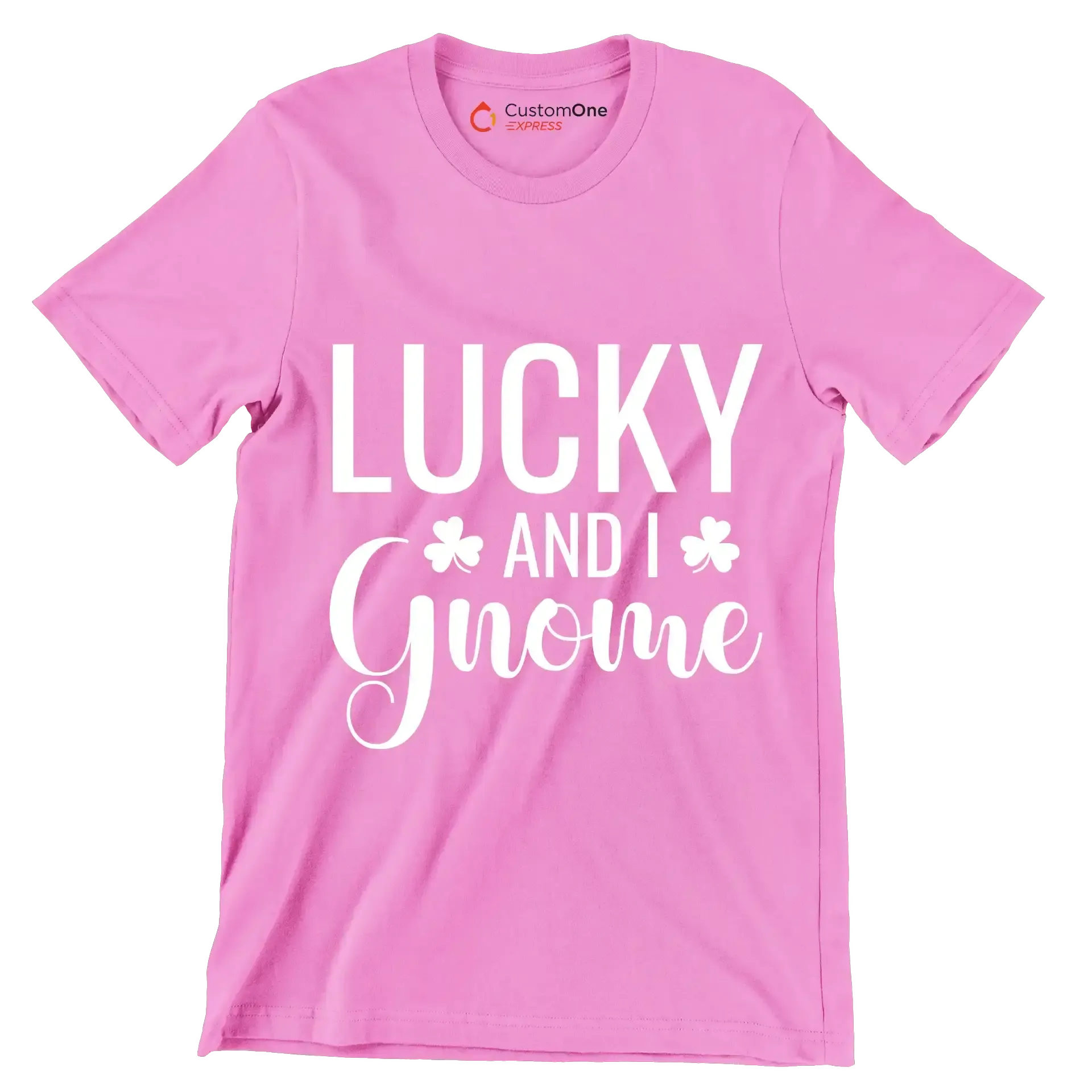 Lucky And I Gnome - St. Patrick's Day T-Shirt-Pink-S-Custom One Express