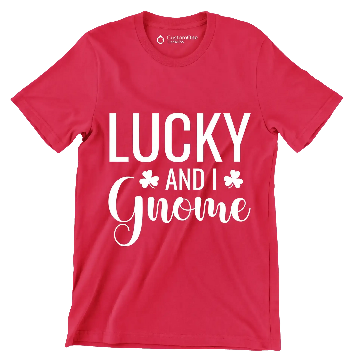 Lucky And I Gnome - St. Patrick's Day T-Shirt-Red-S-Custom One Express
