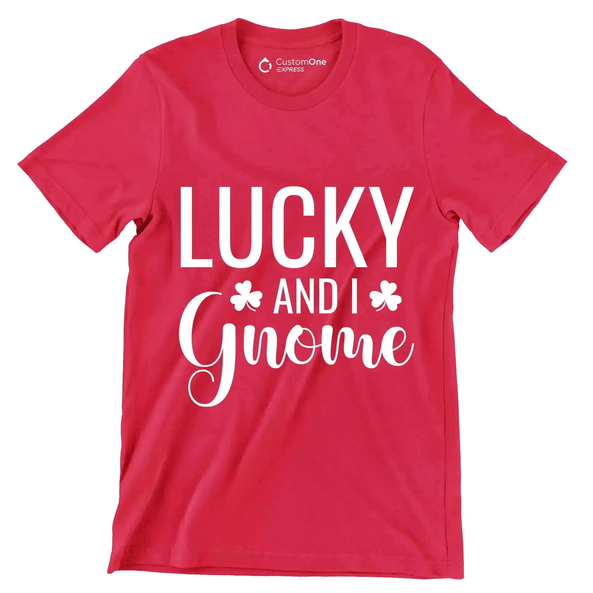 Lucky And I Gnome - St. Patrick's Day T-Shirt-Red-S-Custom One Express