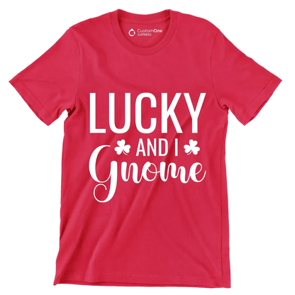 Lucky And I Gnome - St. Patrick's Day T-Shirt-Red-S-Custom One Express