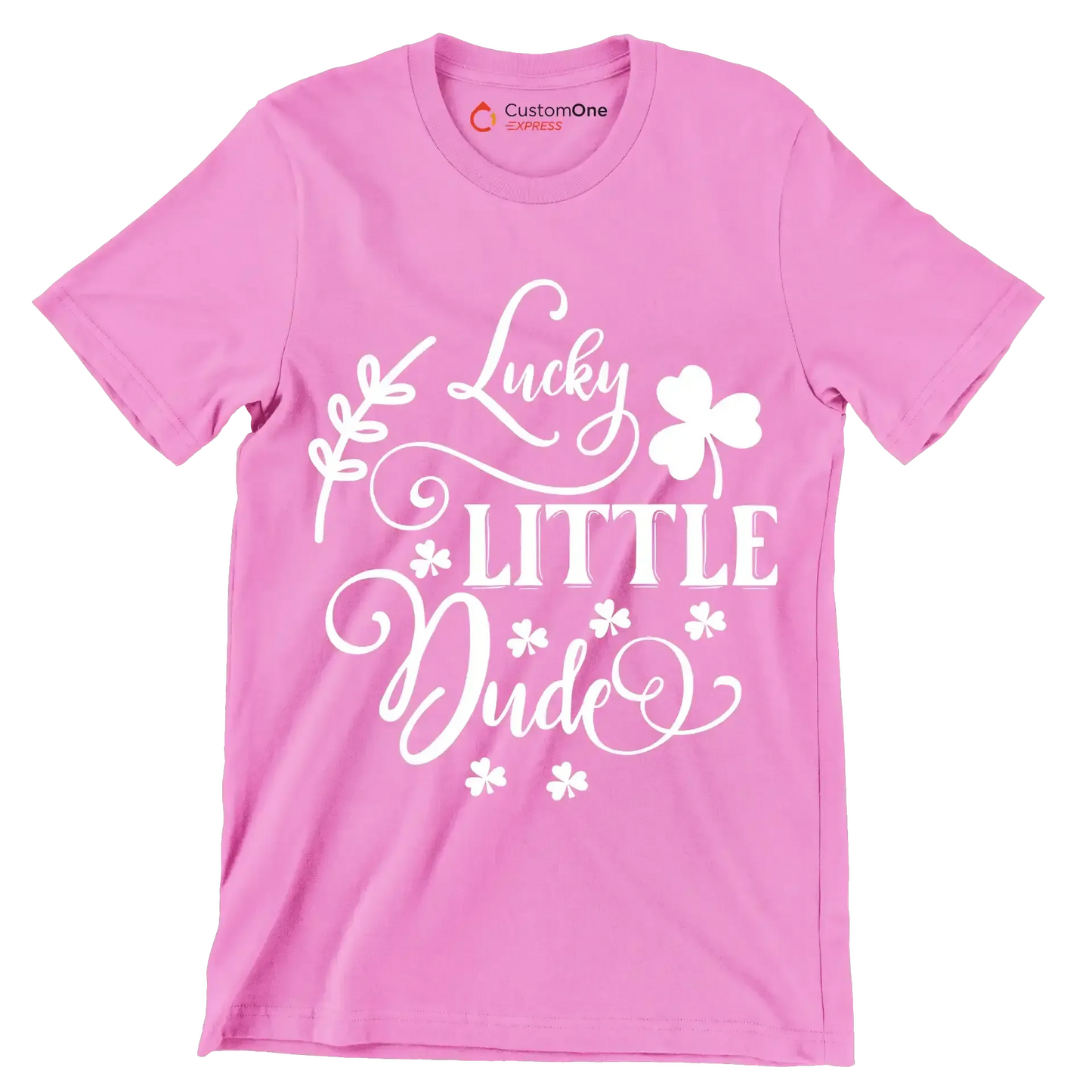 Lucky Little Dude - St. Patrick's Day T-Shirt-Pink-S-Custom One Express