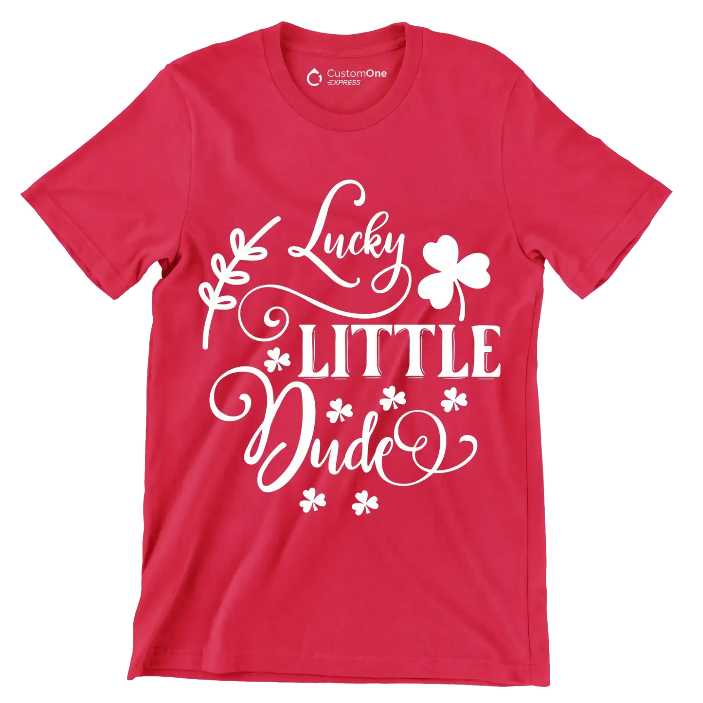 Lucky Little Dude - St. Patrick's Day T-Shirt-Red-S-Custom One Express