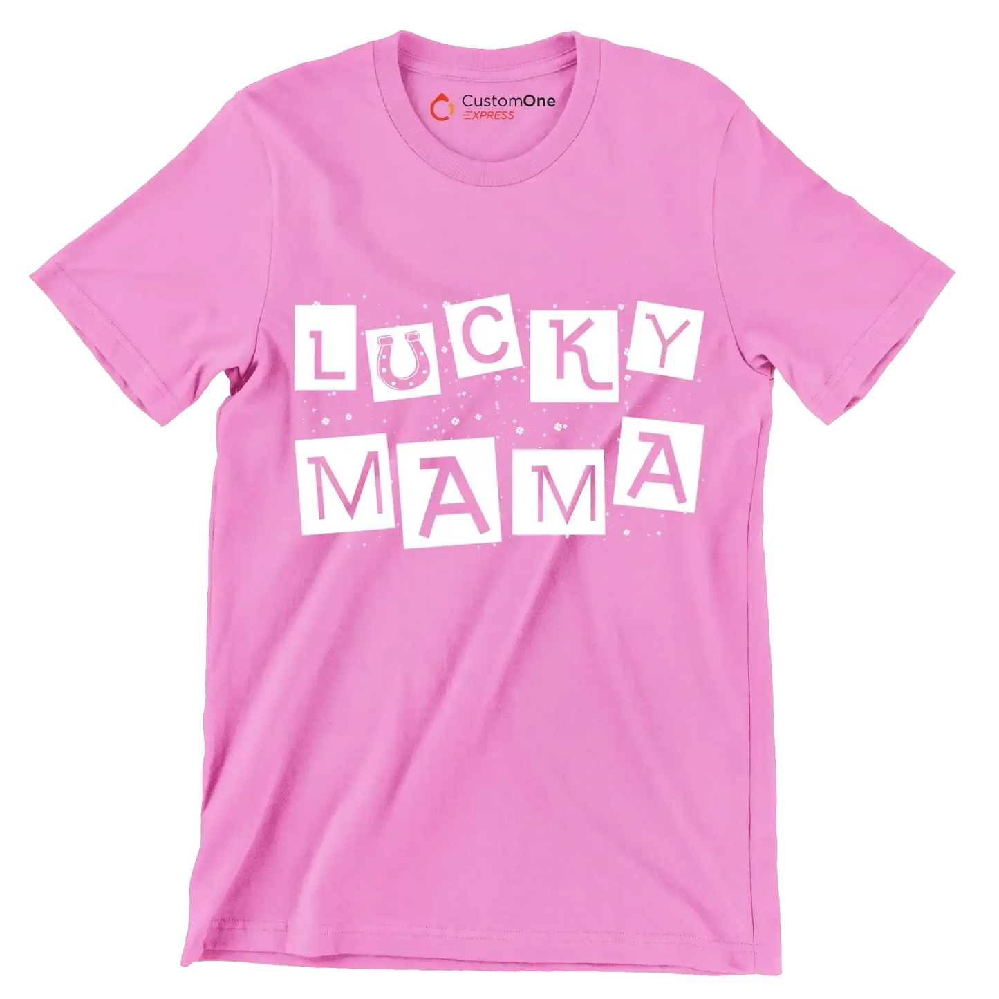 Lucky Mama - St. Patrick's Day T-Shirt-Pink-S-Custom One Express
