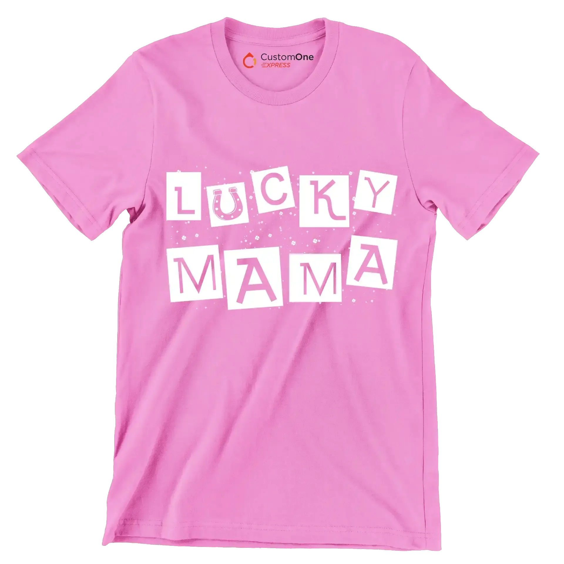 Lucky Mama - St. Patrick's Day T-Shirt-Pink-S-Custom One Express
