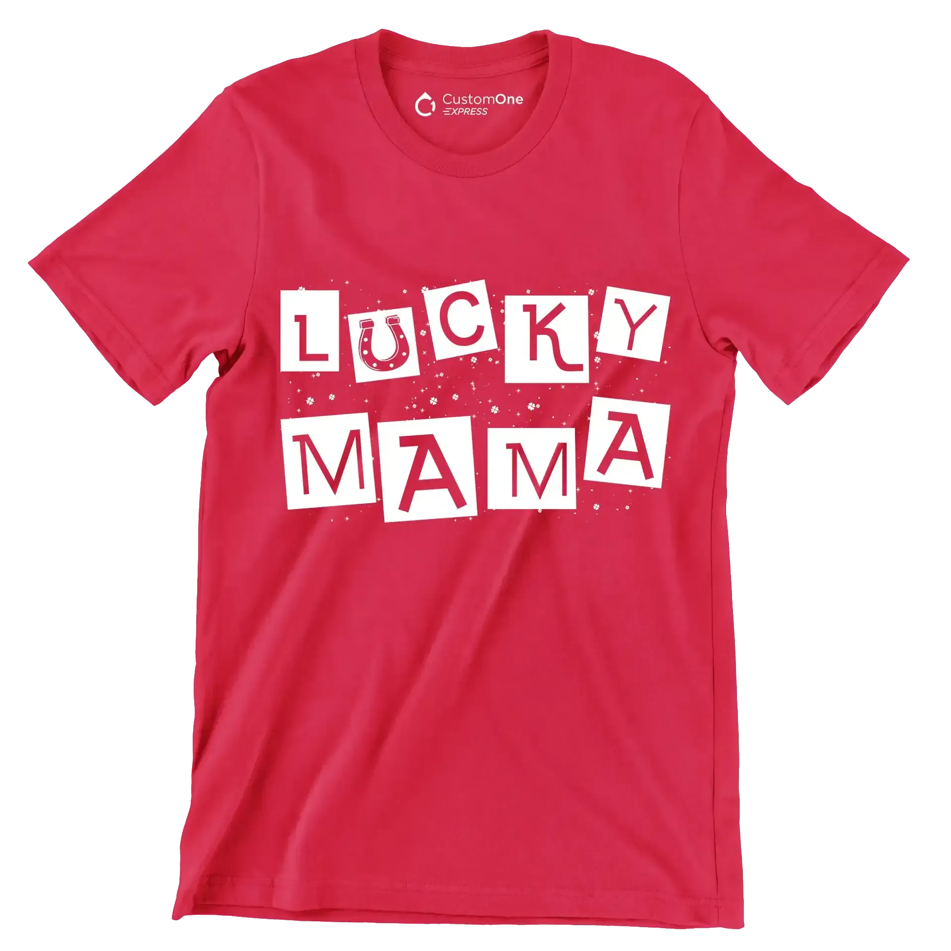 Lucky Mama - St. Patrick's Day T-Shirt-Red-S-Custom One Express