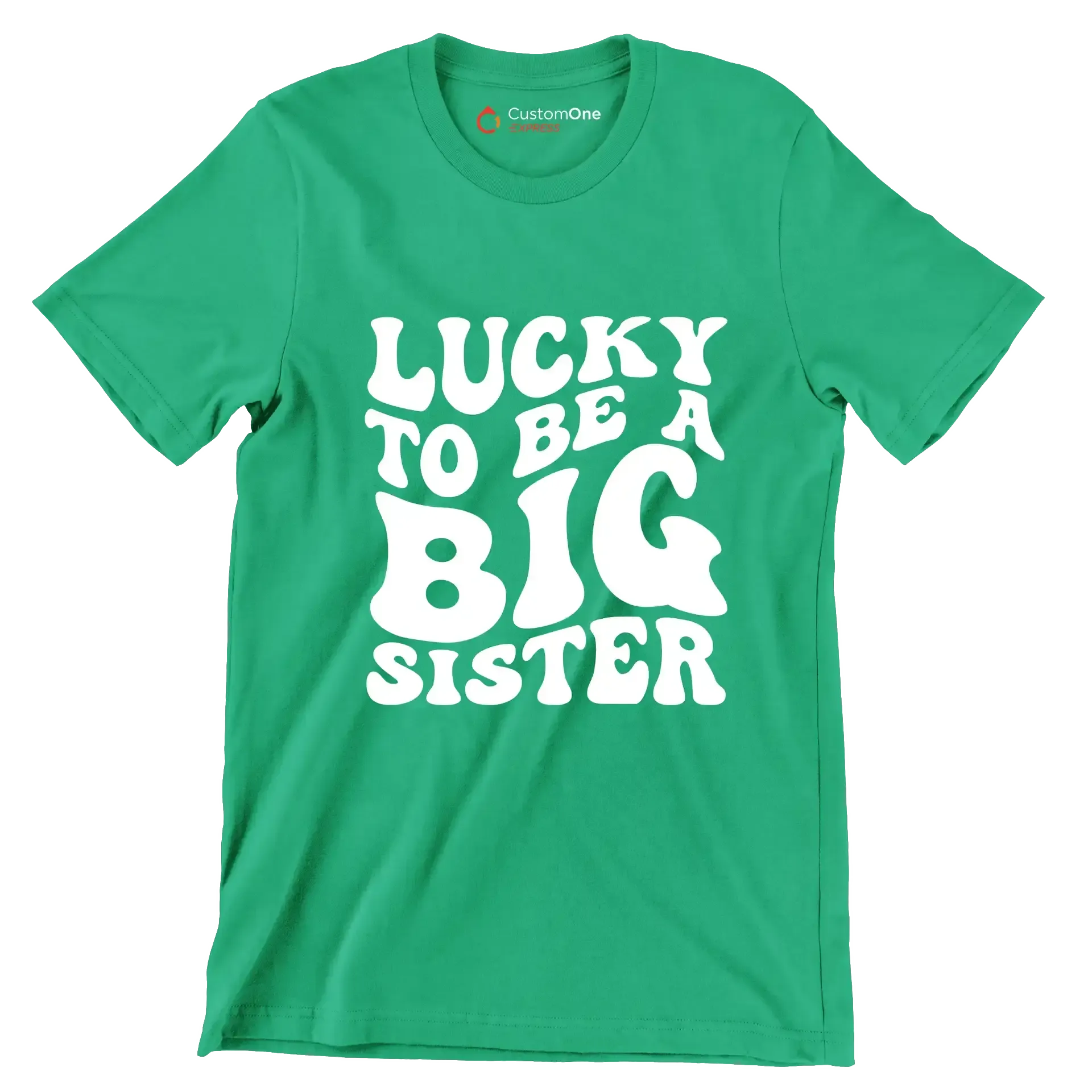 Lucky To Be A Big Sister - St. Patrick's Day T-Shirt-Green-S-Custom One Express