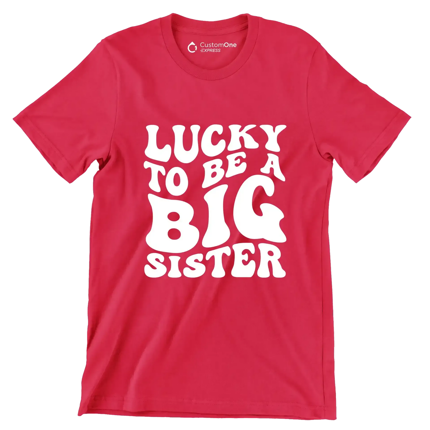 Lucky To Be A Big Sister - St. Patrick's Day T-Shirt-Red-S-Custom One Express