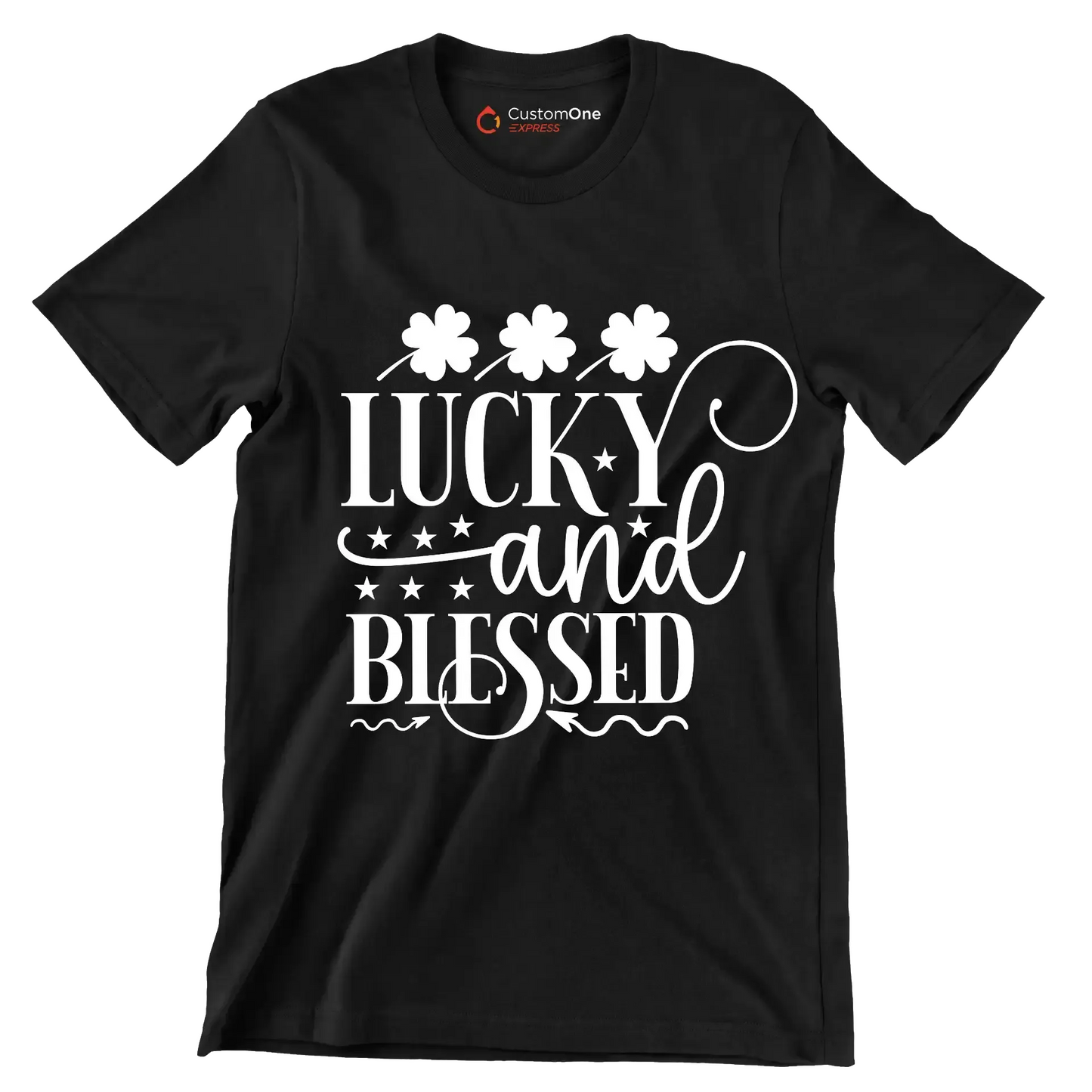 Lucky and Blessed - St. Patrick's Day T-Shirt-Black-S-Custom One Express