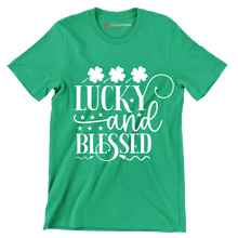 Lucky and Blessed - St. Patrick's Day T-Shirt-Green-S-Custom One Express