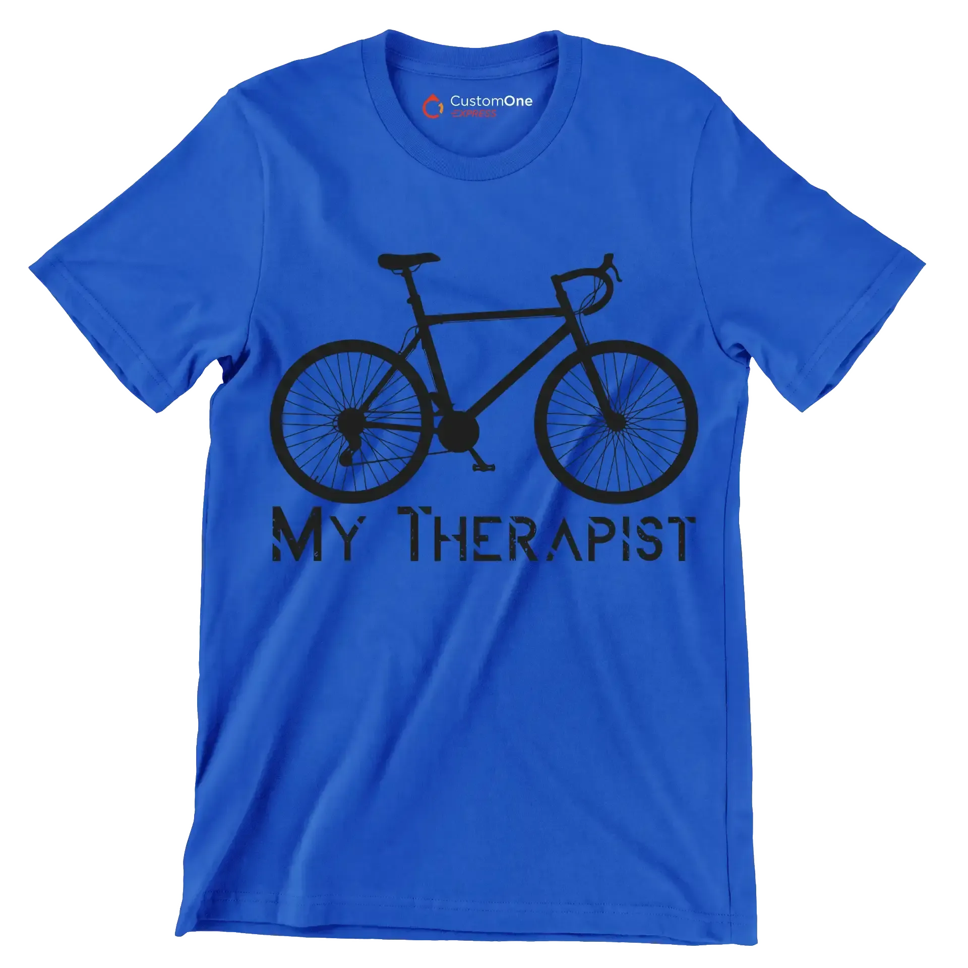 MY THERAPIST - Bicycle Themed T-Shirt-Blue-S-Custom One Express