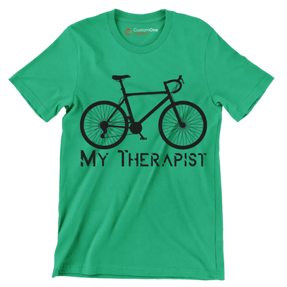 MY THERAPIST - Bicycle Themed T-Shirt-Green-S-Custom One Express