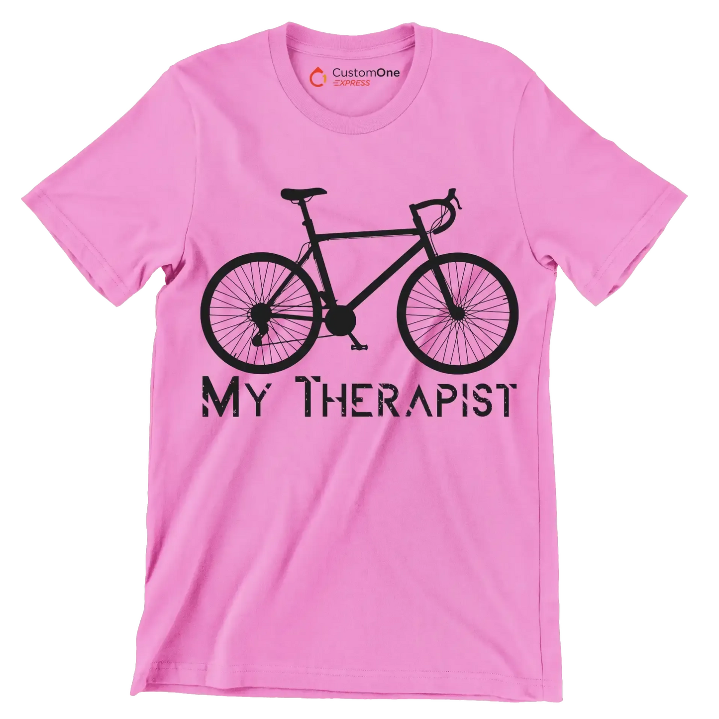 MY THERAPIST - Bicycle Themed T-Shirt-Pink-S-Custom One Express