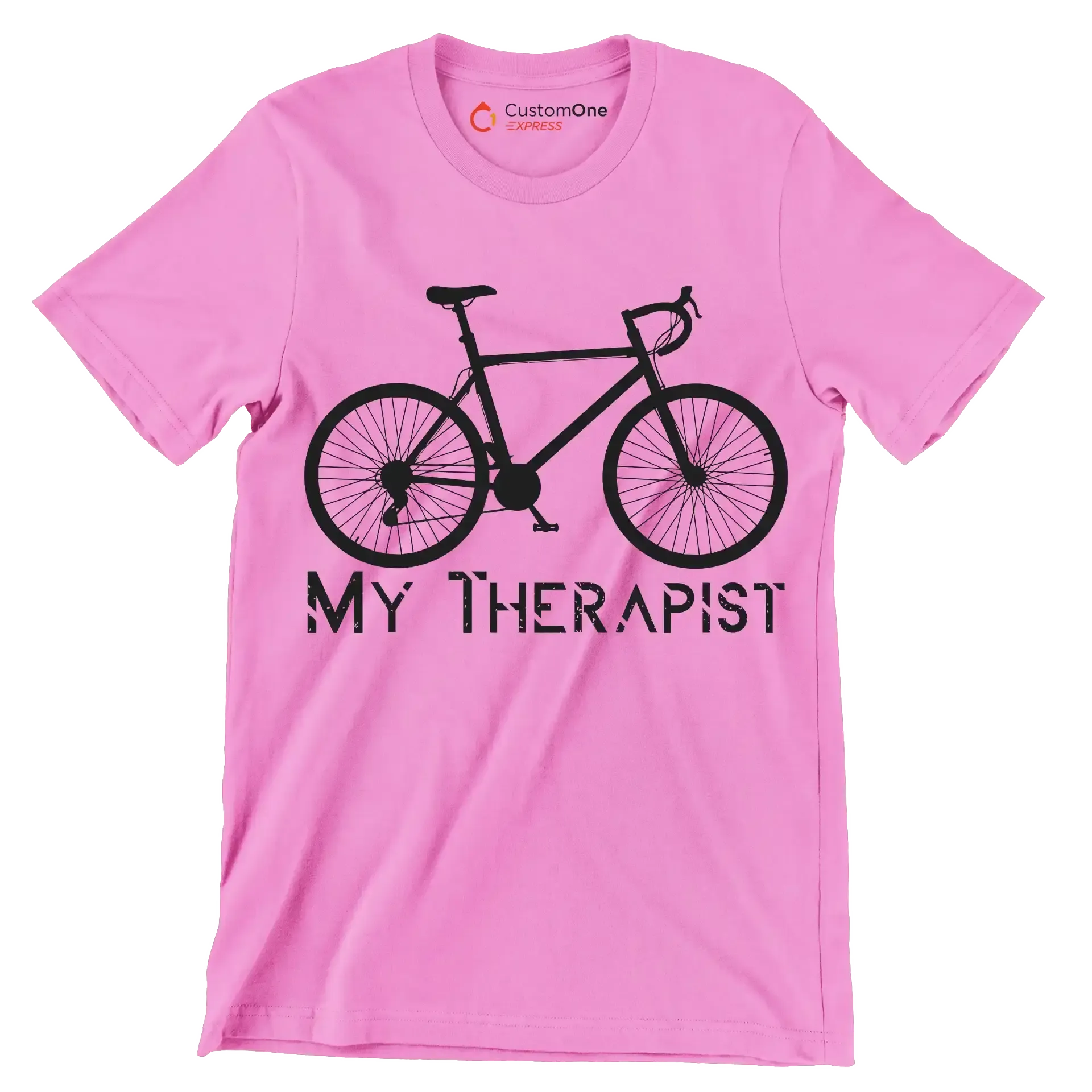 MY THERAPIST - Bicycle Themed T-Shirt-Pink-S-Custom One Express