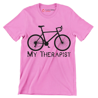 MY THERAPIST - Bicycle Themed T-Shirt-Pink-S-Custom One Express