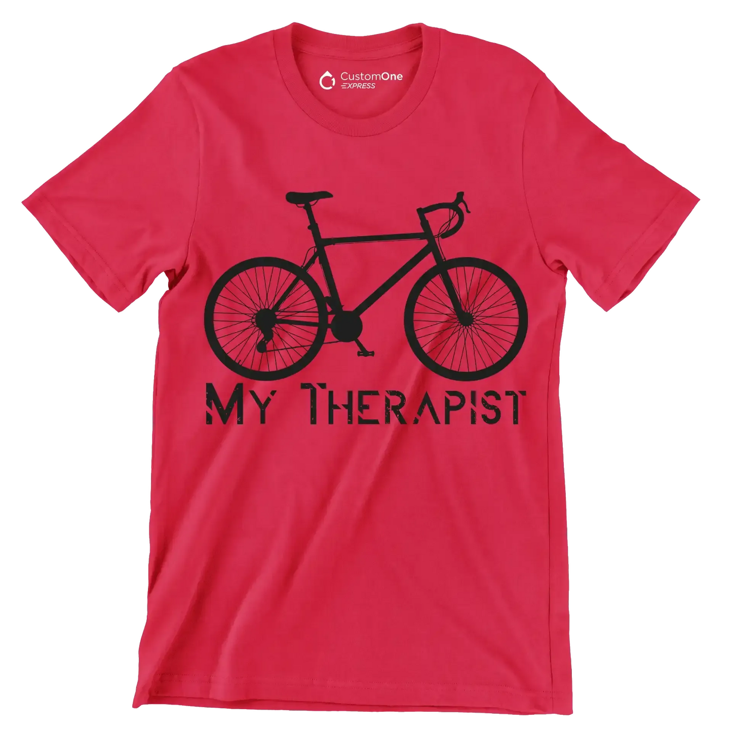 MY THERAPIST - Bicycle Themed T-Shirt-Red-S-Custom One Express