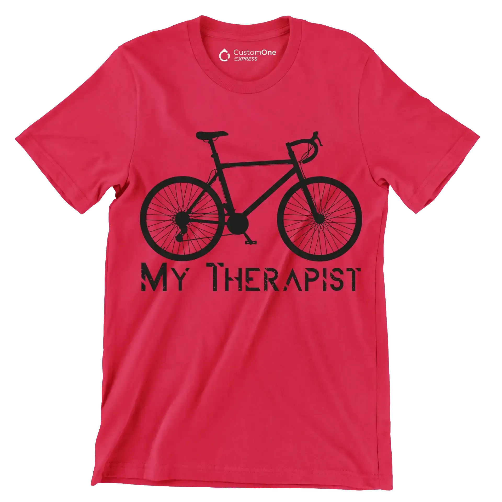 MY THERAPIST - Bicycle Themed T-Shirt-Red-S-Custom One Express