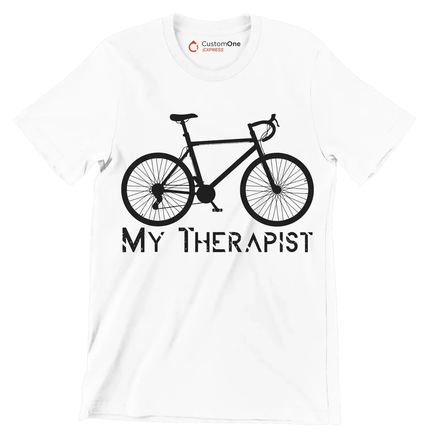 MY THERAPIST - Bicycle Themed T-Shirt-White-S-Custom One Express