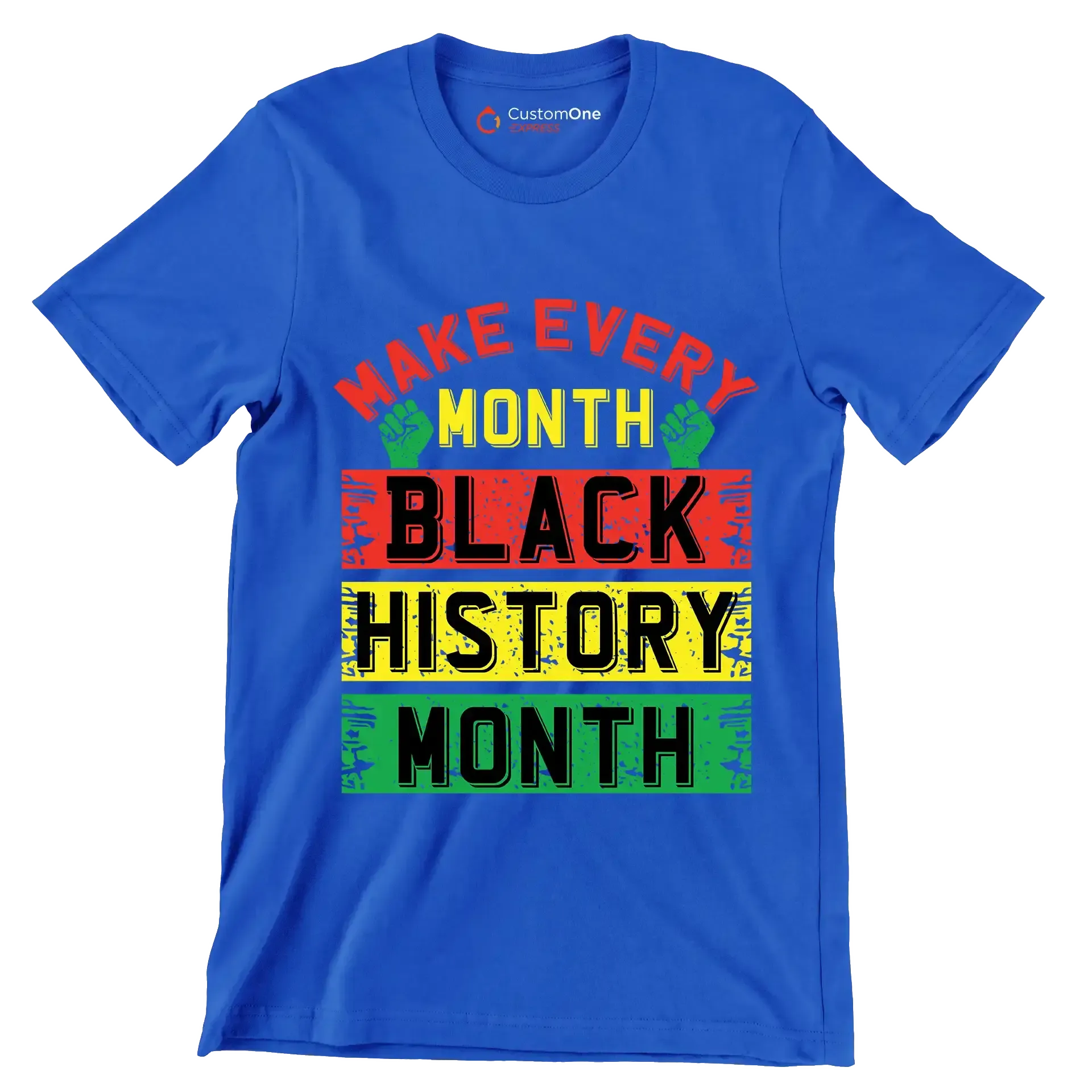 Make every month black history month - Martin Luther King T-Shirt-Blue-S-Custom One Express