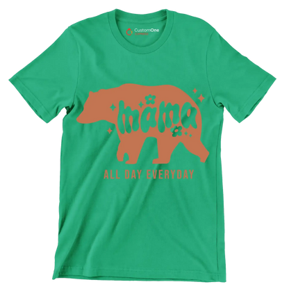 Mama All Day Every Day - Mother’s Day T-Shirt-Green-S-Custom One Express