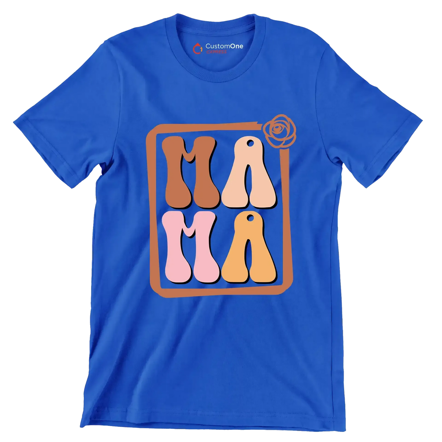 Mama - Mother’s Day T-Shirt-Blue-S-Custom One Express