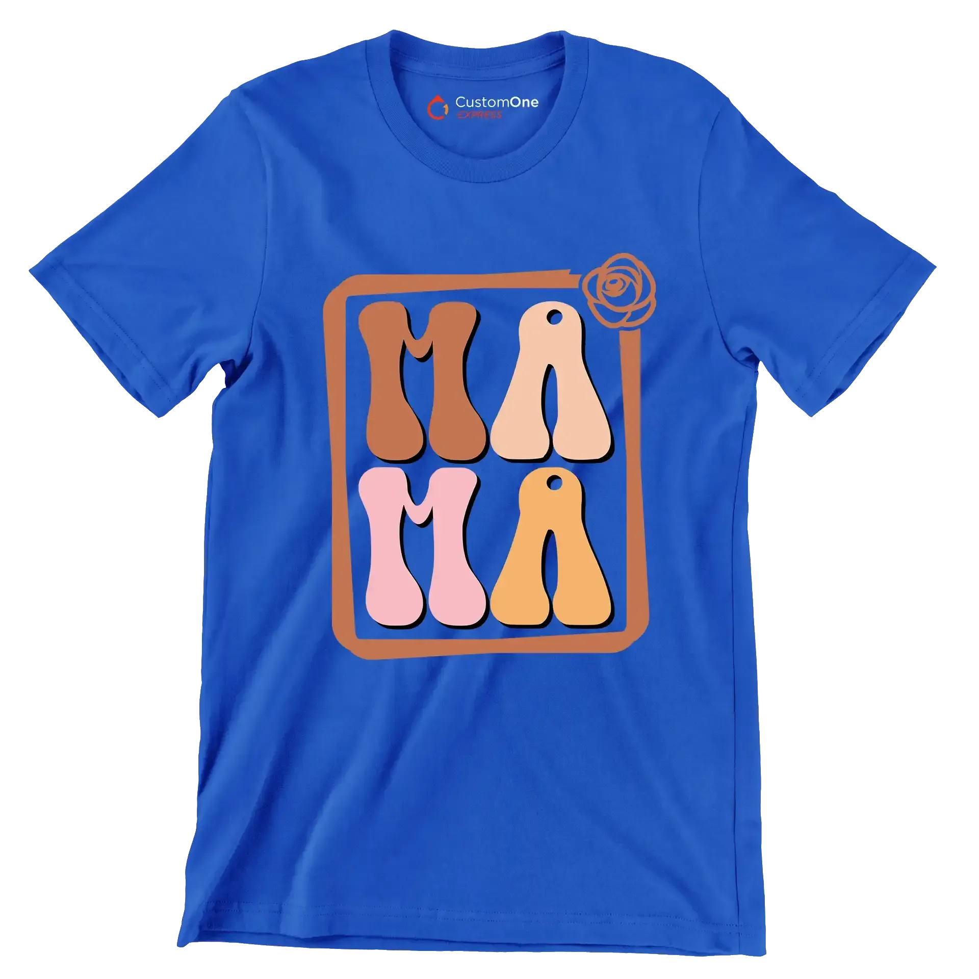 Mama - Mother’s Day T-Shirt-Blue-S-Custom One Express