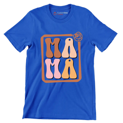 Mama - Mother’s Day T-Shirt-Blue-S-Custom One Express