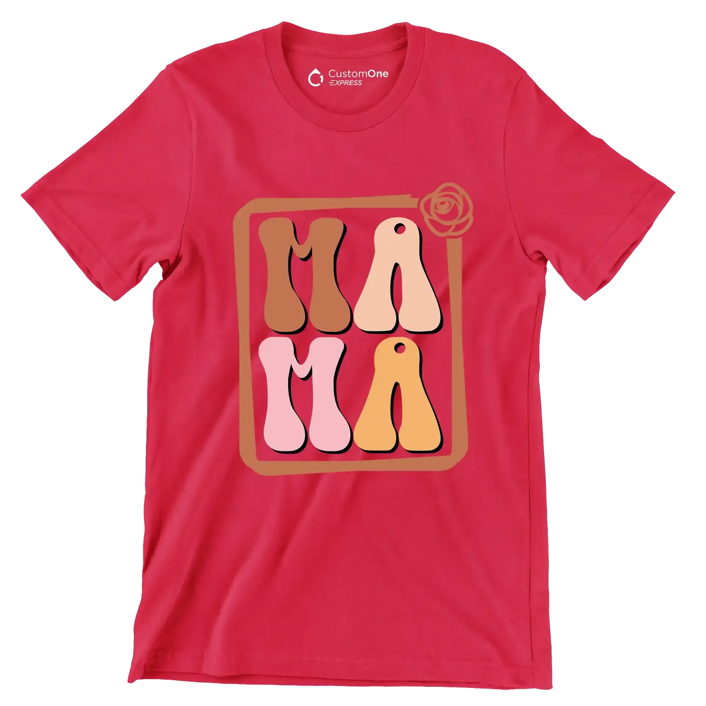 Mama - Mother’s Day T-Shirt-Red-S-Custom One Express