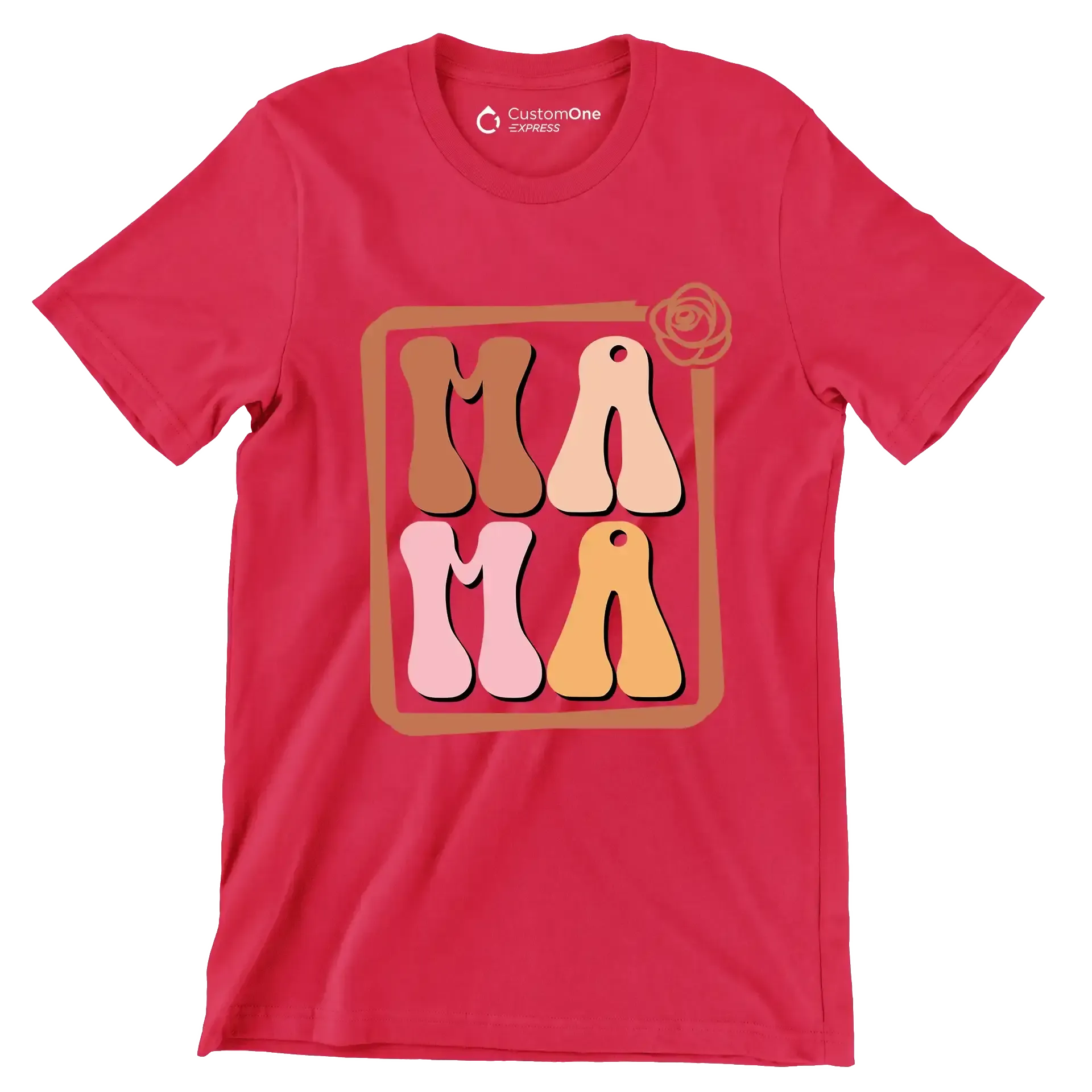 Mama - Mother’s Day T-Shirt-Red-S-Custom One Express