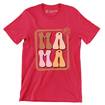 Mama - Mother’s Day T-Shirt-Red-S-Custom One Express