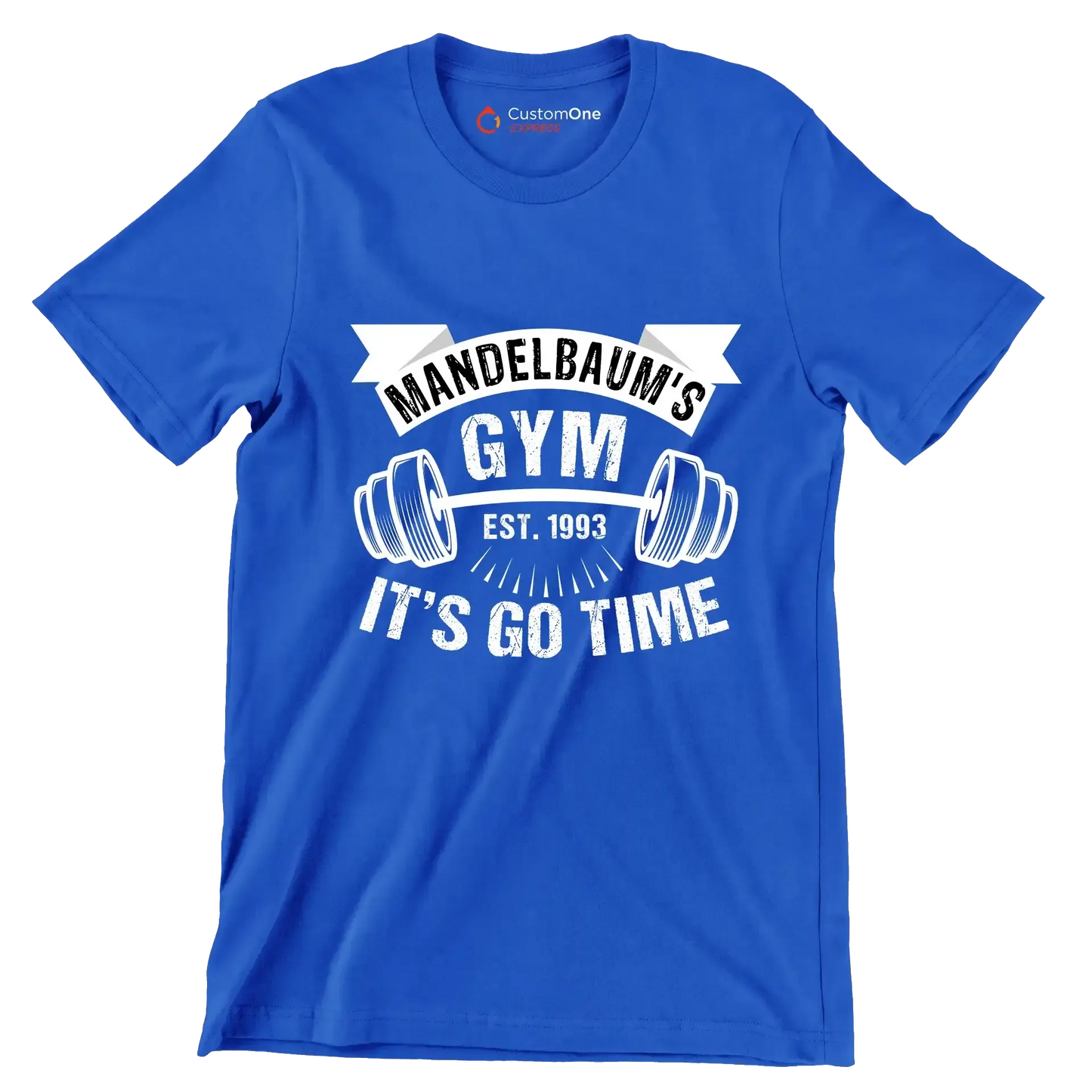 Mandelbaum's Gym Est 1993 It's Go Time - Gym Themed T-Shirt-Blue-S-Custom One Express