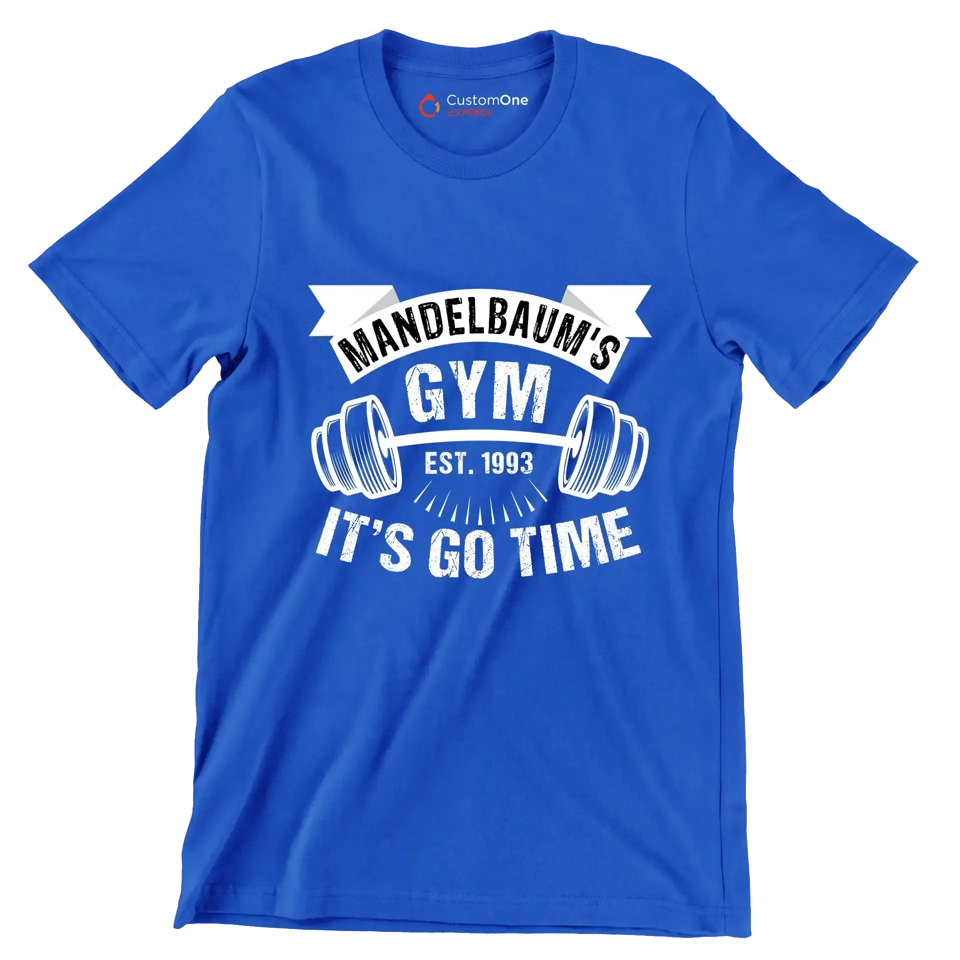 Mandelbaum's Gym Est 1993 It's Go Time - Gym Themed T-Shirt-Blue-S-Custom One Express